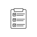 Clipboard with checklist icon, symbol for web site and app design. Vector illstration. Royalty Free Stock Photo