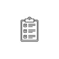 Clipboard with checklist icon, symbol for web site and app design. Vector illstration. Royalty Free Stock Photo