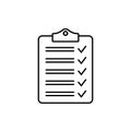 Clipboard with checklist icon, symbol for web site and app design. Vector illstration. Royalty Free Stock Photo