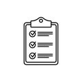 Clipboard with checklist icon, symbol for web site and app design. Vector illstration. Royalty Free Stock Photo