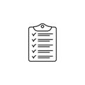 Clipboard with checklist icon, symbol for web site and app design. Vector illstration. Royalty Free Stock Photo