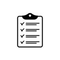 Clipboard with checklist icon, symbol for web site and app design. Vector illstration. Royalty Free Stock Photo