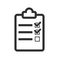 Clipboard with checklist icon, symbol for web site and app design