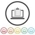 Clipboard with checklist laptop icon. Set icons colorful