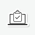 Clipboard with checklist laptop icon sticker
