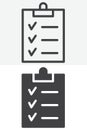 Clipboard checklist line and solid vector icon set Royalty Free Stock Photo