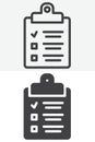 Clipboard checklist line and solid vector icon set Royalty Free Stock Photo