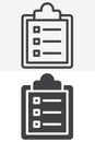 Clipboard checklist line and solid vector icon set Royalty Free Stock Photo