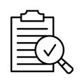 Clipboard checklist and magnifying glass icon. Search document file symbol Royalty Free Stock Photo