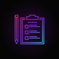 Clipboard with checklist and pencil colored vector line icon