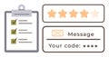 Checklist, Star Rating, and Message Code Elements for Feedback and Security Concept Royalty Free Stock Photo