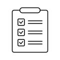 Clipboard and checklist thin line icon. Project management, questionnaire icon. To do list vector icon.