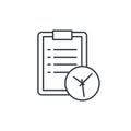 Clipboard and clock, to-do list thin line icon. Linear vector symbol