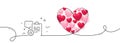 Clipboard document line icon. Agreement file sign. Continuous line big heart. Vector