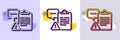 Clipboard document line icon. Attention task sign. Halftone dotted pattern. Vector