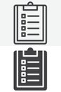 Clipboard document line and solid different style vector icon set Royalty Free Stock Photo