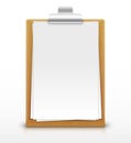 Clipboard with empty sheet of paper