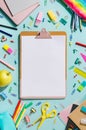 Back to school concept. Empty sheet in clipboard Royalty Free Stock Photo