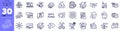 Clipboard, Euro rate and Square meter line icons pack. For web app. Vector