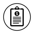 Clipboard, form, dollar icon. Black vector graphics Royalty Free Stock Photo