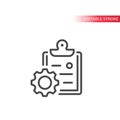 Clipboard with gear or cogwheel vector icon