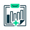 Clipboard with Graph Line Icon, Outline Symbol for Performance Reporting, Data Analysis, Business Metrics, Project Evaluation, and Royalty Free Stock Photo