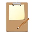 Clipboard with green read paper and pencil Royalty Free Stock Photo