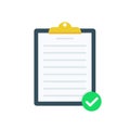 Clipboard with green tick checkmarks. Checklist, complete tasks, to-do list, survey, exam concepts. Premium quality