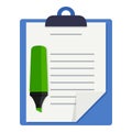 Clipboard and Highlighter Flat Icon on White Royalty Free Stock Photo