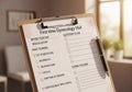 A clipboard holds a checklist for Royalty Free Stock Photo