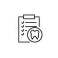 Clipboard with human tooth line icon Royalty Free Stock Photo