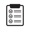 Clipboard icon. Checklist icon of an approved document. Project completed. Tasks vector icon. Task completed. Royalty Free Stock Photo