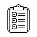 Clipboard icon. Checklist icon of an approved document. Project completed. Tasks vector icon. Task completed. Royalty Free Stock Photo