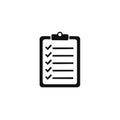 Clipboard icon with checkmarks on a list, document with checklist, survey, task completed Royalty Free Stock Photo