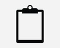 Clipboard Icon. Clip Board Empty Blank Paper Document Report Form Notepad. Black White Sign Symbol EPS Vector Royalty Free Stock Photo