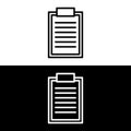 Clipboard icon, minimal line style, vector eps10 illustration isolated on white and black background Royalty Free Stock Photo