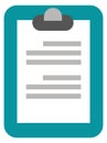 Clipboard icon. Official document symbol. Paper with text