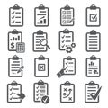 Clipboard icons set on white background