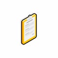 Clipboard Isometric right view - Black Stroke+Shadow icon vector isometric