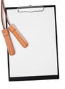 Clipboard with jump rope Royalty Free Stock Photo