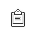 Clipboard line icon. Document for check-list, recipe, menu, business notes concept label. Chancery office graphic logo