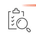 Clipboard line vector icon with magnifying glass Royalty Free Stock Photo