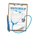 Clipboard With List Of Health Check Up Vector Royalty Free Stock Photo