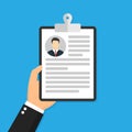 Clipboard with man silhouette icon. Interview concept in a flat style. Vector illustration Royalty Free Stock Photo