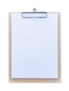 Clipboard mockup for letterhead background, clip note pad mock up with blank A4 size white page paper isolated on white Royalty Free Stock Photo