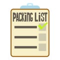 Clipboard with packing list icon, cartoon style