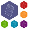 Clipboard with packing list icons vector hexahedron