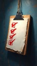 Clipboard with paper displaying four red check marks. Blank space for adding tasks or notes. Represents completion or successful Royalty Free Stock Photo
