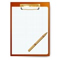 Clipboard, paper sheet, golden pen for business planning, to-do list