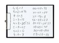 Clipboard and paper sheet with pencil drawing math task, object